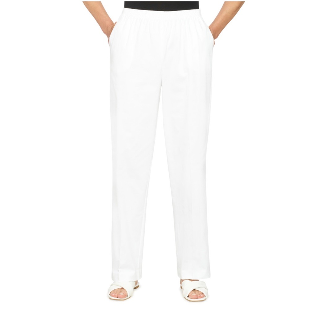 ALFRED DUNNER White Elasticized Waist High Rise Pants 16 NWOT